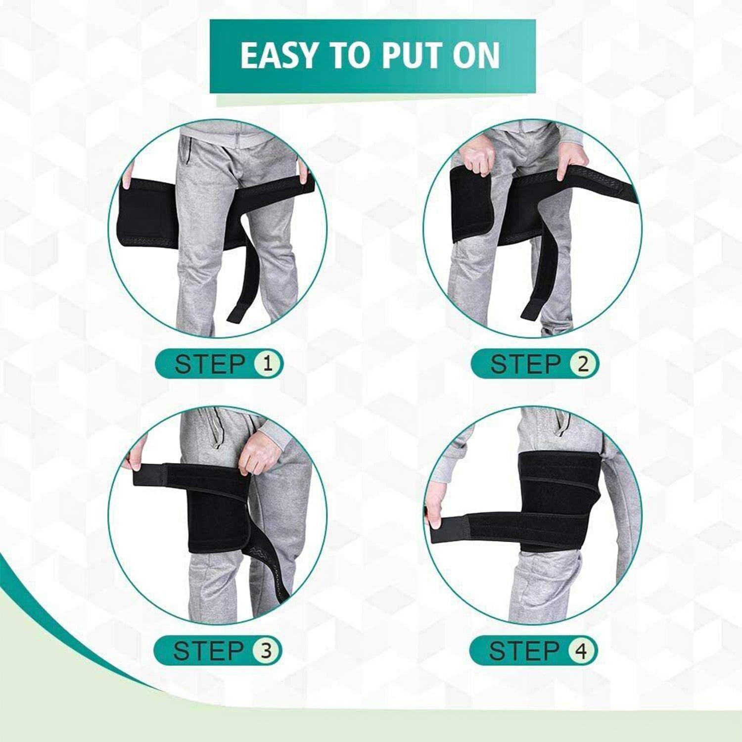 Compression Sleeves for Thighs - Adjustable Hamstring Support Brace for Men and Women Exercise & Fitness - Tophatter Daily Deals