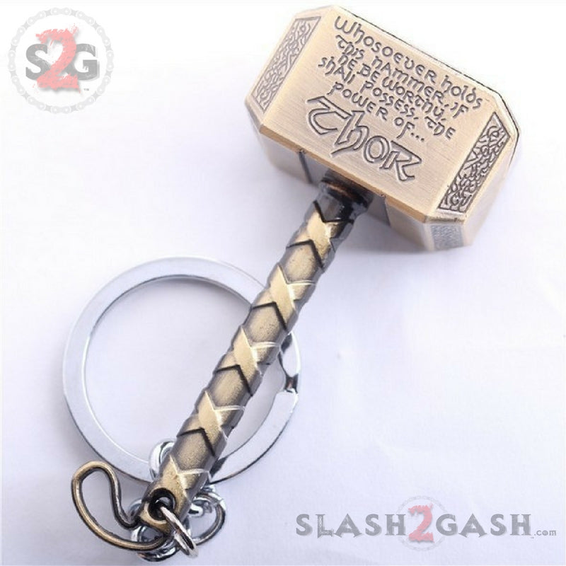 Marvel The Avengers Thor Thor's Hammer Metal Keyring Keychain Bronze Key Chain - Tophatter Daily Deals