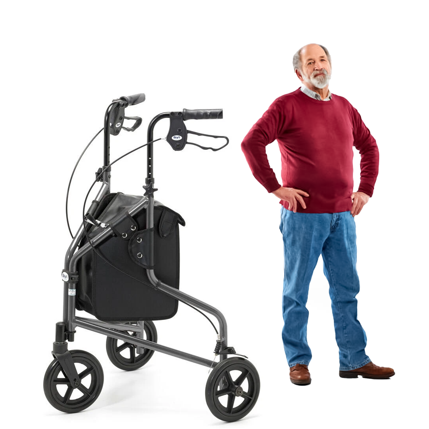 Three Wheeled Mobility Walker – Foldable Lightweight Rollator with Brakes & Storage Bag Three wheeled mobility walker - Tophatter Daily Deals