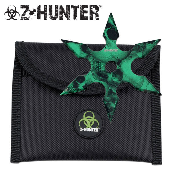 Zombie Throwing Star Undead Z-Hunter Shuriken 6 Points - Green Skulls Knife-Star - Tophatter Daily Deals