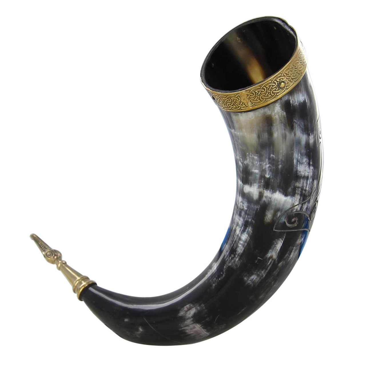 Thunderous Toast Viking Horn with Hand Etched Mjolnir Design historical period - Tophatter Daily Deals