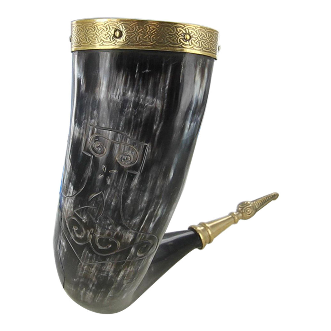 Thunderous Toast Viking Horn with Hand Etched Mjolnir Design historical period - Tophatter Daily Deals