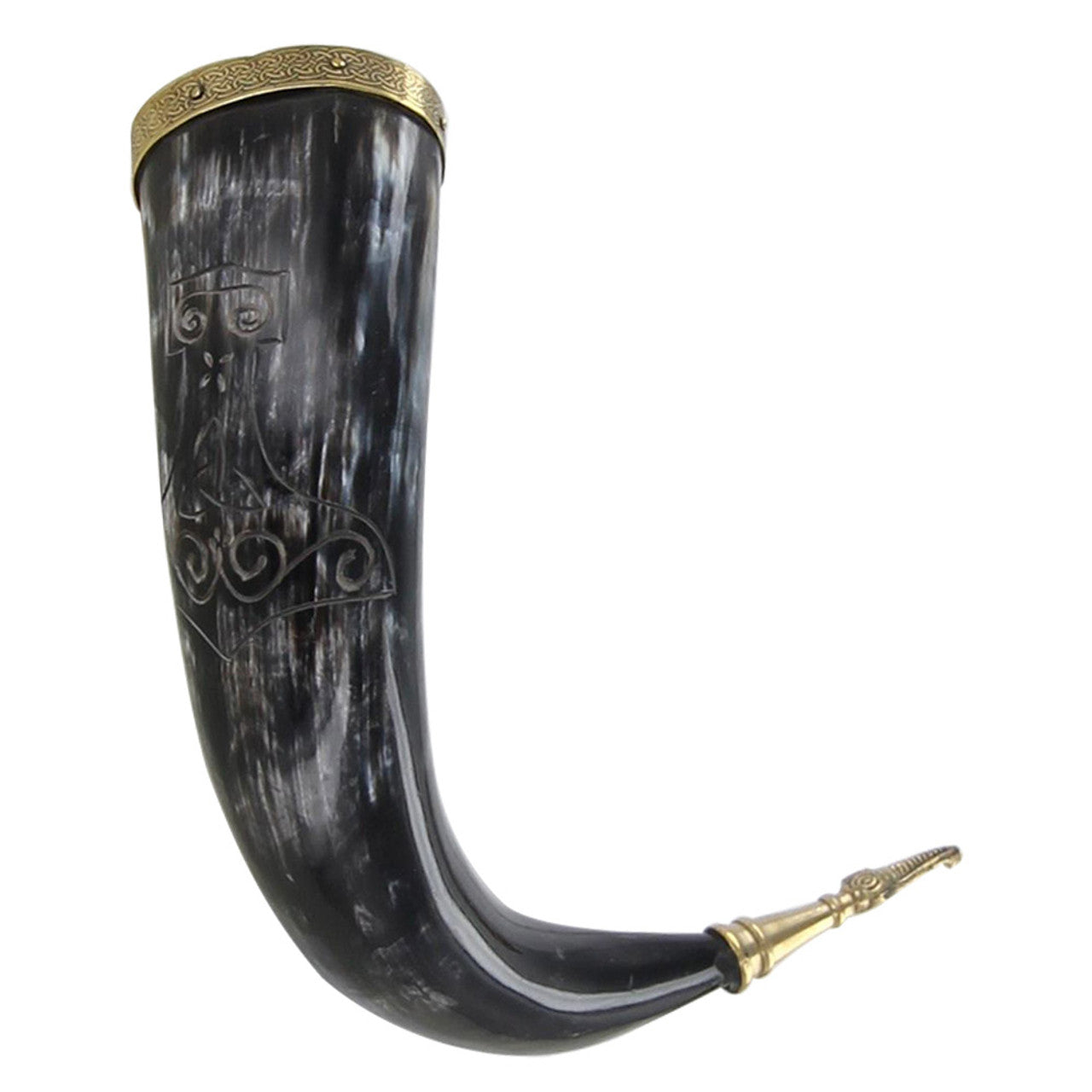 Thunderous Toast Viking Horn with Hand Etched Mjolnir Design historical period - Tophatter Daily Deals