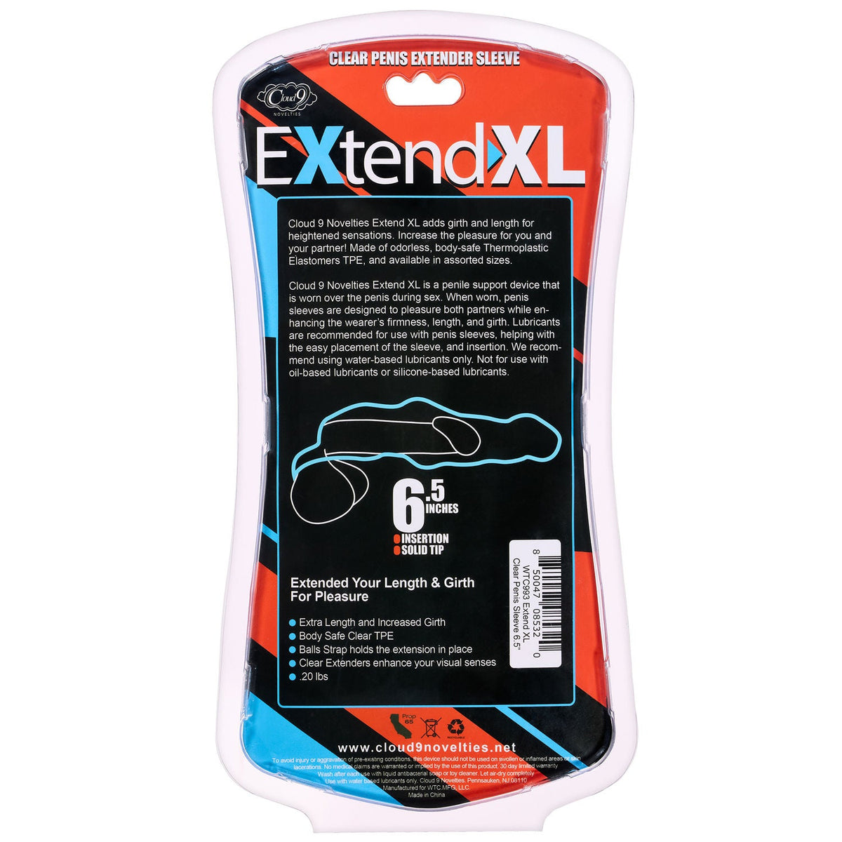 Extend XL Clear Penis Sleeve 7.25 Inch for Enhanced Girth and Length > Sex Toys For Men > Penis Sleeves - Tophatter Daily Deals