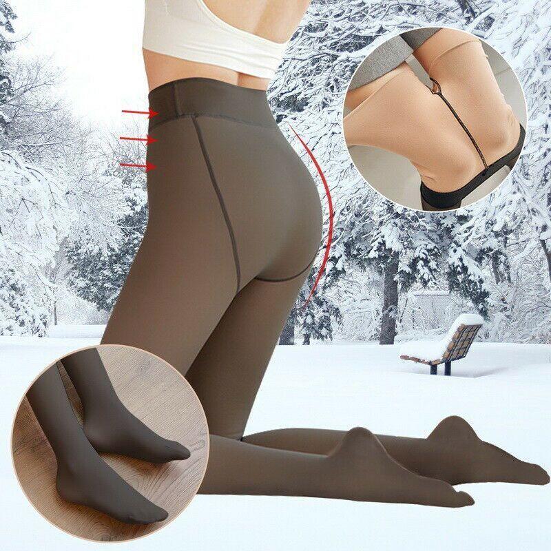 Warm Tights for Winter - Womens Thermal Lined Translucent Pantyhose Fleece Tights Stockings Clothing - Tophatter Daily Deals