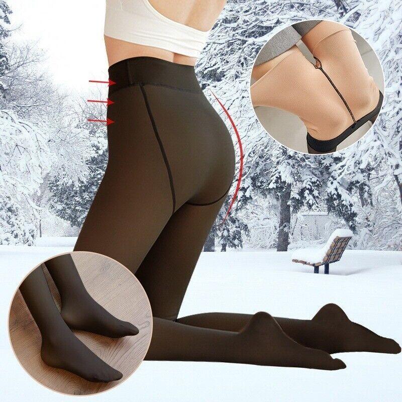 Warm Tights for Winter - Womens Thermal Lined Translucent Pantyhose Fleece Tights Stockings Black Clothing - Tophatter Daily Deals