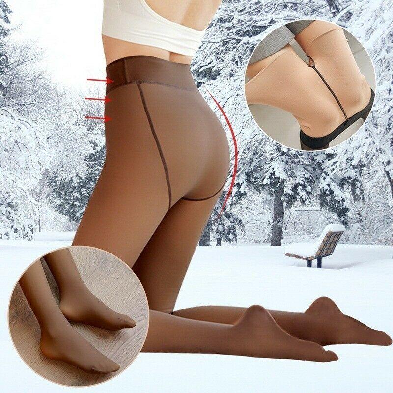 Warm Tights for Winter - Womens Thermal Lined Translucent Pantyhose Fleece Tights Stockings coffee Clothing - Tophatter Daily Deals