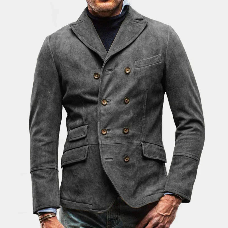 Timeless men's blazer jacket – double-breasted, structured fabric, for autumn Gray Men's Blazers - Tophatter Daily Deals