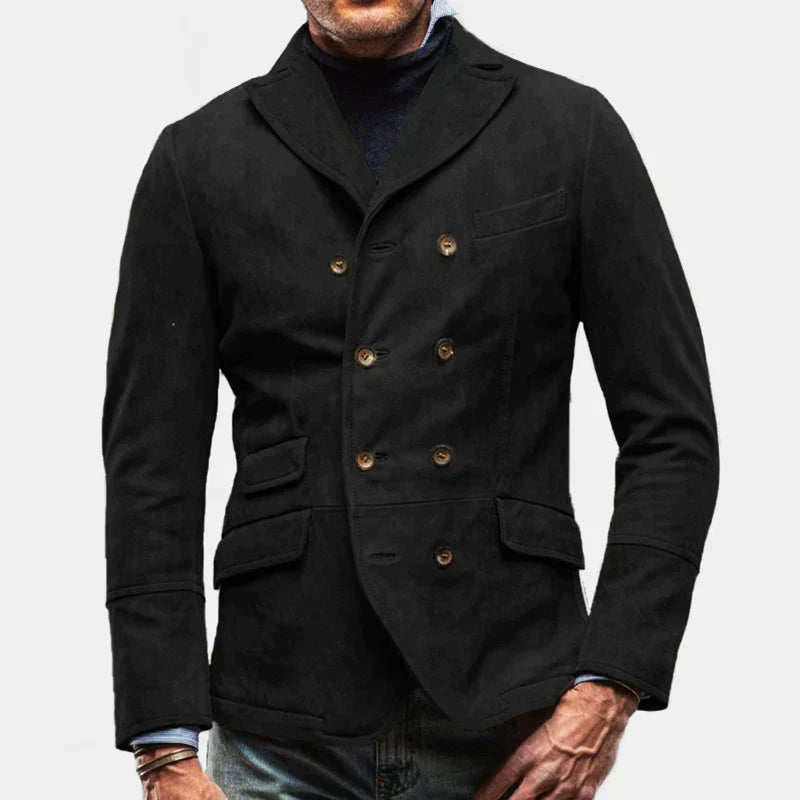 Timeless men's blazer jacket – double-breasted, structured fabric, for autumn Black Men's Blazers - Tophatter Daily Deals