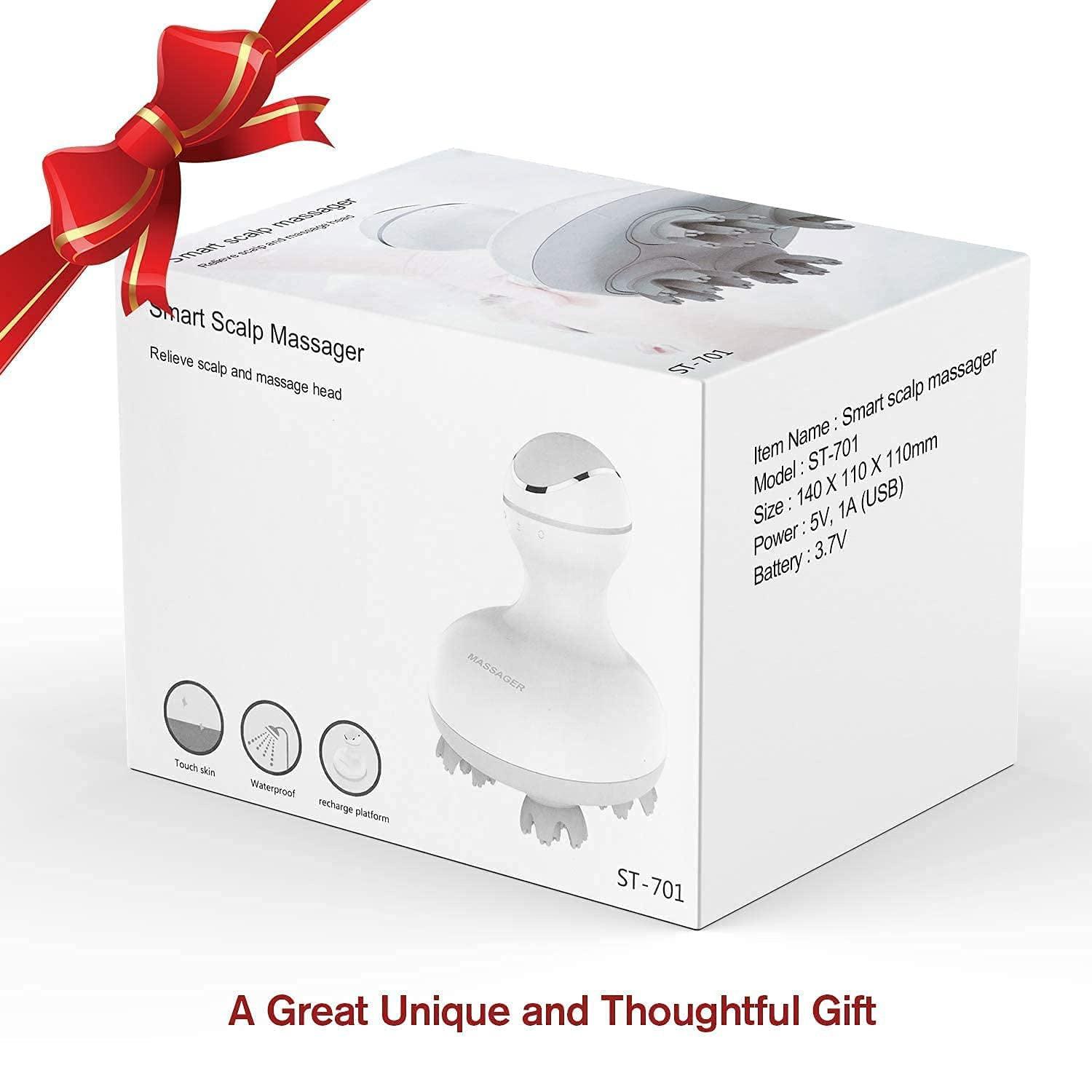 Electric Scalp Massager - 4 Replacement Massage Heads Portable Head Scratcher with Tissue Kneading Nodes Personal Care - Tophatter Daily Deals