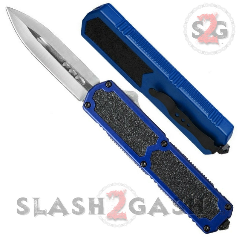 Titan OTF Dual Action BLUE Tactical Automatic Knife Plain Edge Dagger Knife-OTF - Tophatter Daily Deals