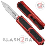 Titan OTF Dual Action Red Automatic Knife Satin Dagger Serrated Knife-OTF - Tophatter Daily Deals