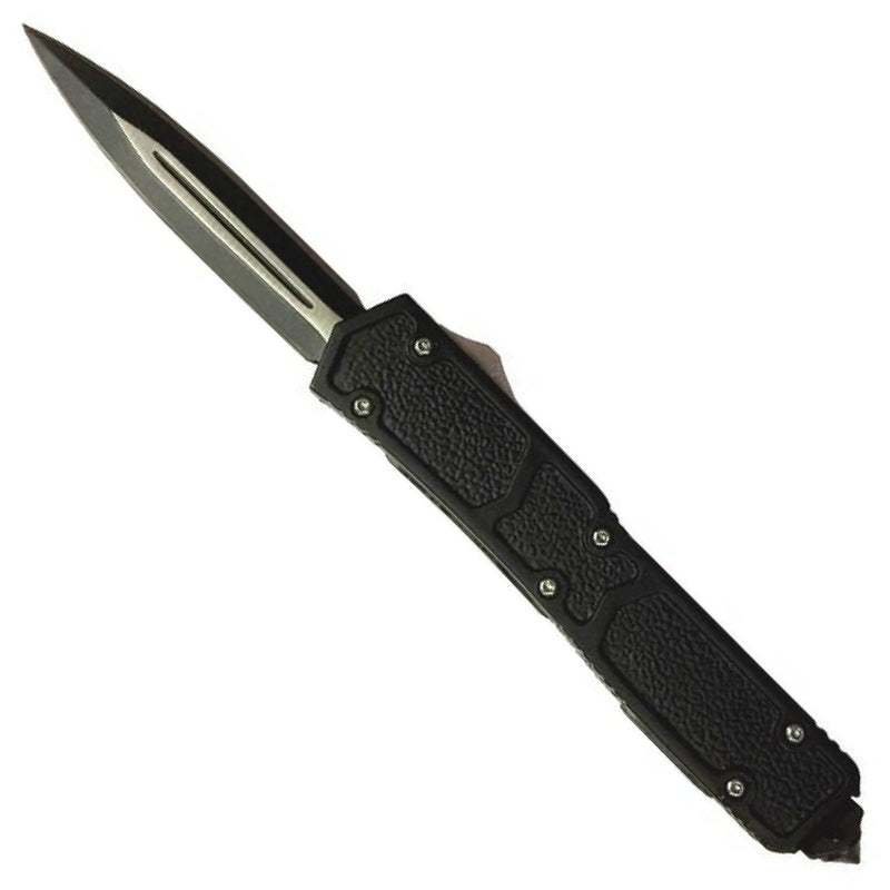 Titan II Dual Action OTF Automatic Knife Black 2 Tone - Double Edge Knife-OTF - Tophatter Daily Deals