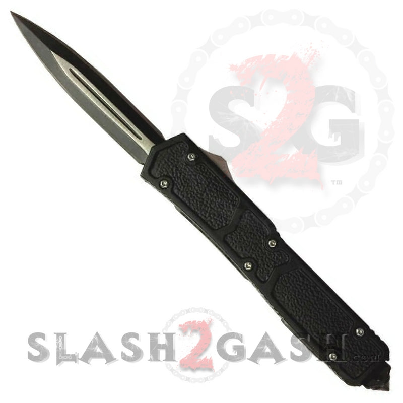 Titan II Dual Action OTF Automatic Knife Black 2 Tone - Double Edge Knife-OTF - Tophatter Daily Deals