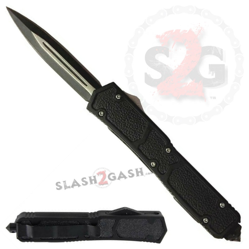 Titan II Dual Action OTF Automatic Knife Black 2 Tone - Double Edge Knife-OTF - Tophatter Daily Deals