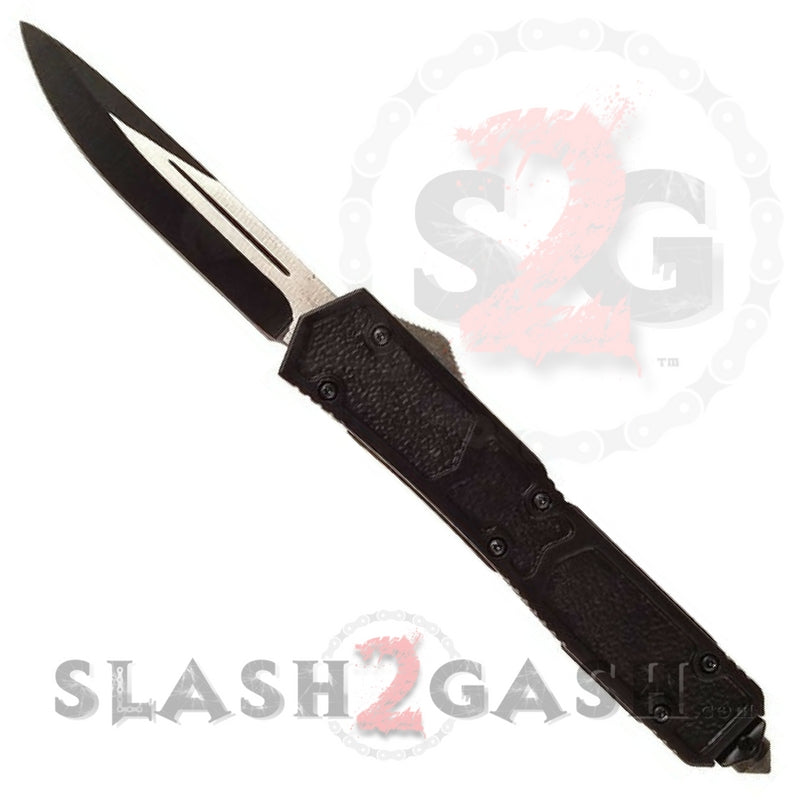 Titan II Dual Action OTF Automatic Knife Black 2 Tone - Single Edge Knife-OTF - Tophatter Daily Deals