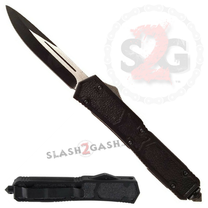 Titan II Dual Action OTF Automatic Knife Black 2 Tone - Single Edge Knife-OTF - Tophatter Daily Deals