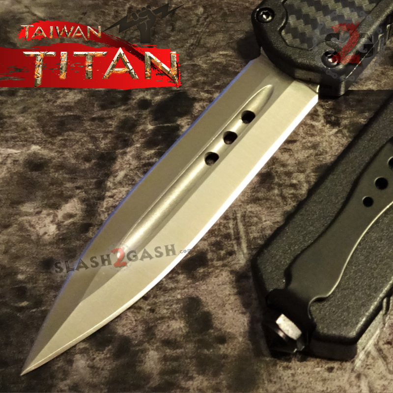 Titan OTF Knife D/A Black Automatic Switchblade TAIWAN - upgraded Knife-OTF - Tophatter Daily Deals