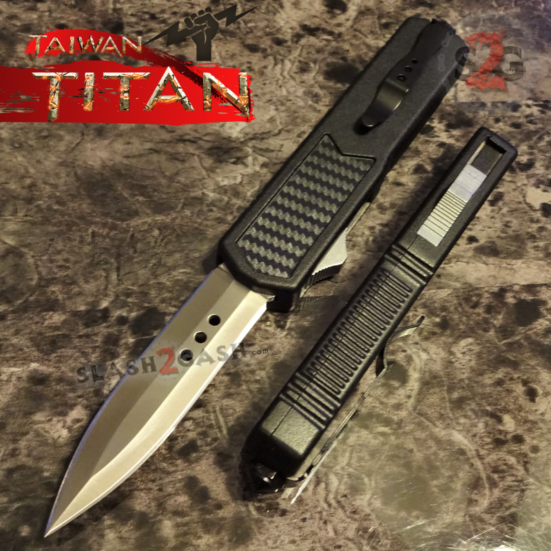 Titan OTF Knife D/A Black Automatic Switchblade TAIWAN - upgraded Knife-OTF - Tophatter Daily Deals