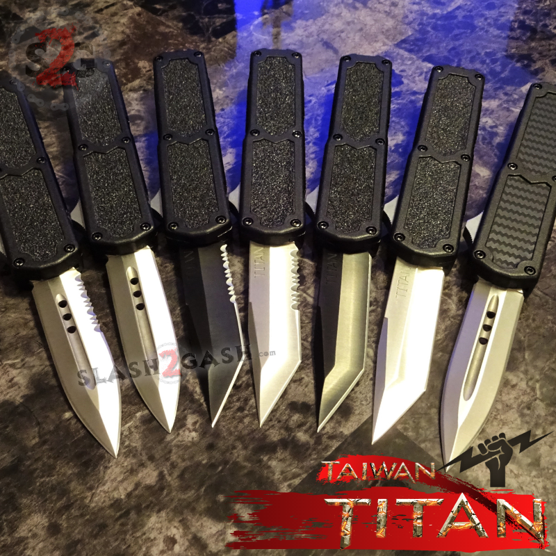 Titan OTF Knife D/A Black Automatic Switchblade TAIWAN - upgraded Knife-OTF - Tophatter Daily Deals