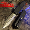 Titan OTF Knife D/A Black Automatic Switchblade UPGRADED - Dagger Double Edge Plain - Satin Knife-OTF - Tophatter Daily Deals