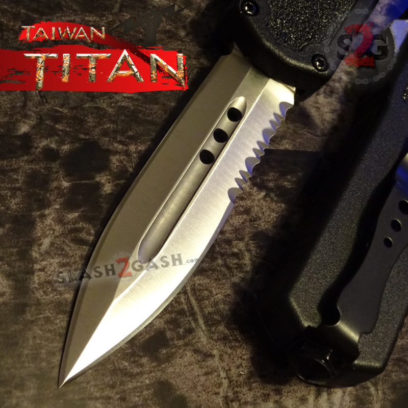 Titan OTF Knife D/A Black Automatic Switchblade UPGRADED - Dagger Ser Knife-OTF - Tophatter Daily Deals