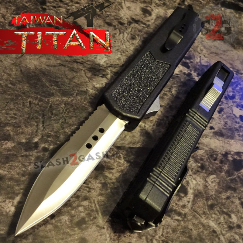 Titan OTF Knife D/A Black Automatic Switchblade TAIWAN - upgraded Knife-OTF - Tophatter Daily Deals