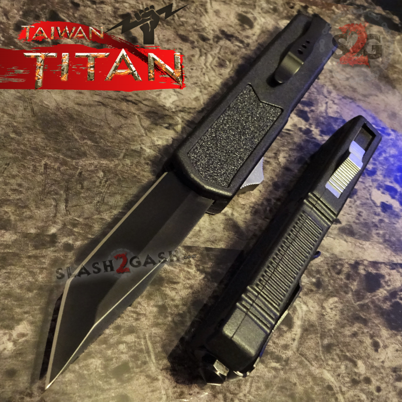 Titan OTF Knife D/A Black Automatic Switchblade TAIWAN - upgraded Knife-OTF - Tophatter Daily Deals