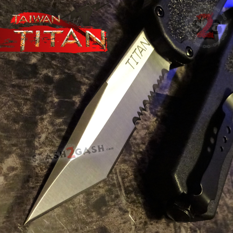 Titan OTF Knife D/A Black Automatic Switchblade TAIWAN - upgraded Knife-OTF - Tophatter Daily Deals