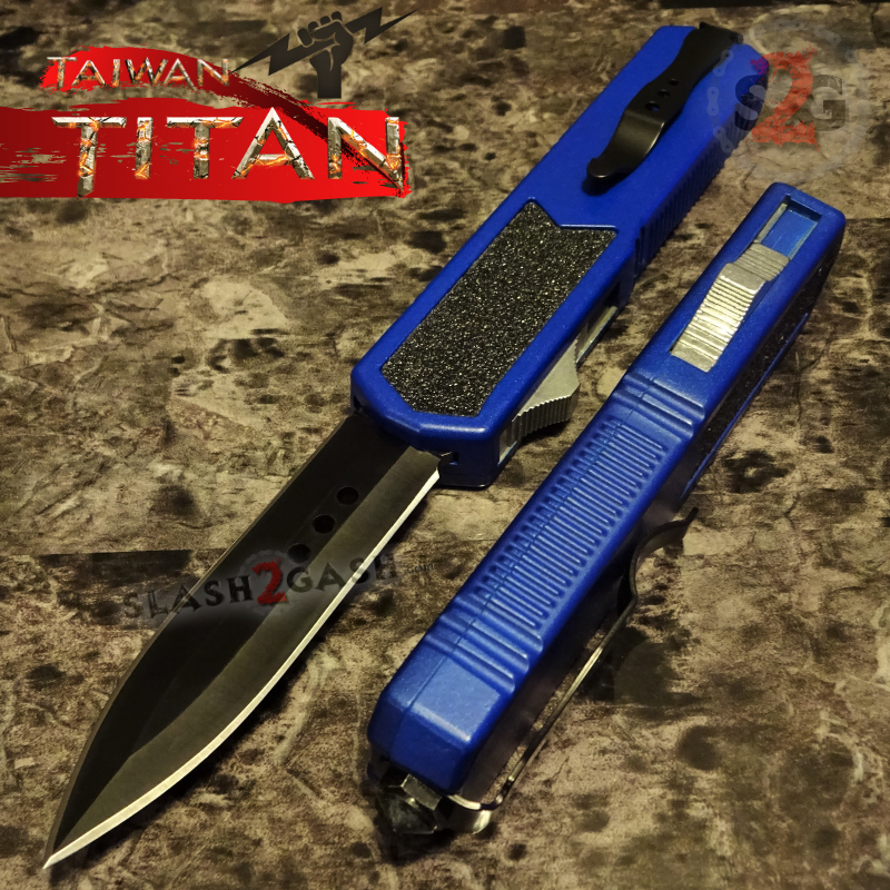 Titan OTF Knife D/A Blue Automatic Switchblade TAIWAN - upgraded Knife-OTF - Tophatter Daily Deals