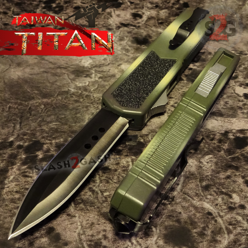 Titan OTF Dual Action Camo Tactical Automatic Knife - Dagger Plain Knife-OTF - Tophatter Daily Deals