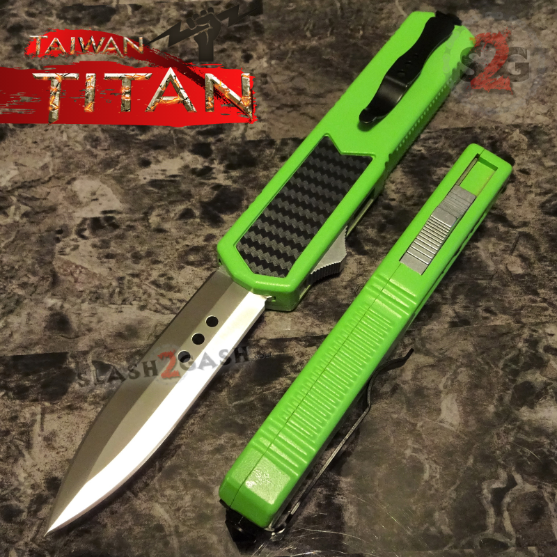 Titan OTF Knife D/A Green Automatic Switchblade TAIWAN - upgraded Knife-OTF - Tophatter Daily Deals
