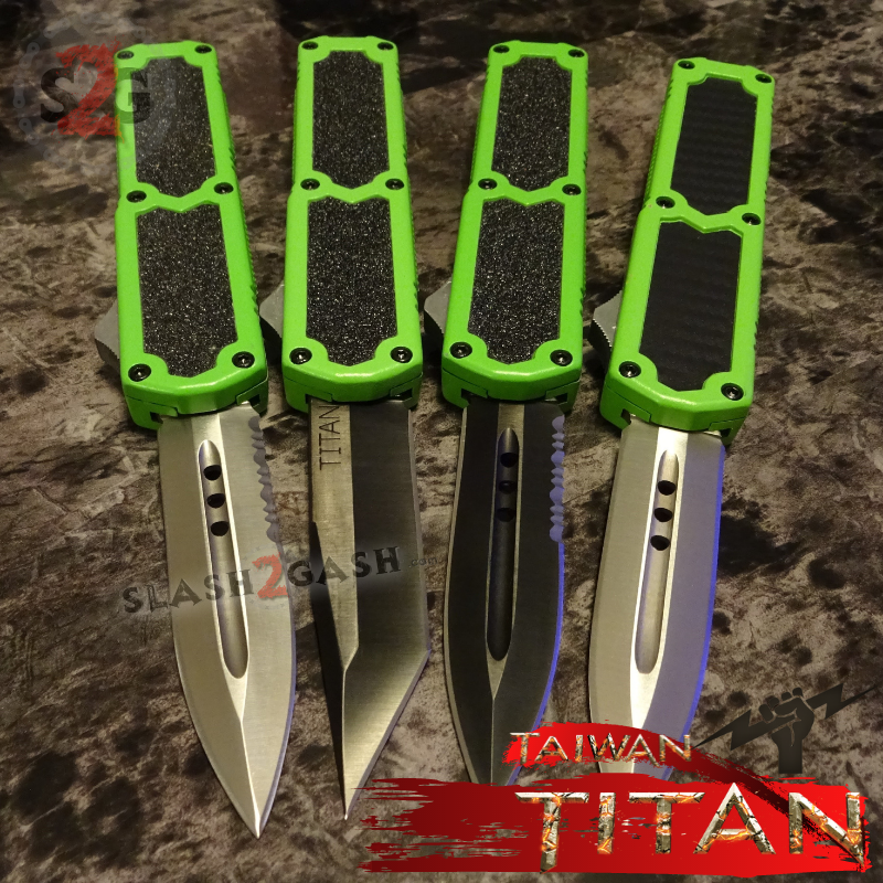 Titan OTF Knife D/A Green Automatic Switchblade TAIWAN - upgraded Knife-OTF - Tophatter Daily Deals