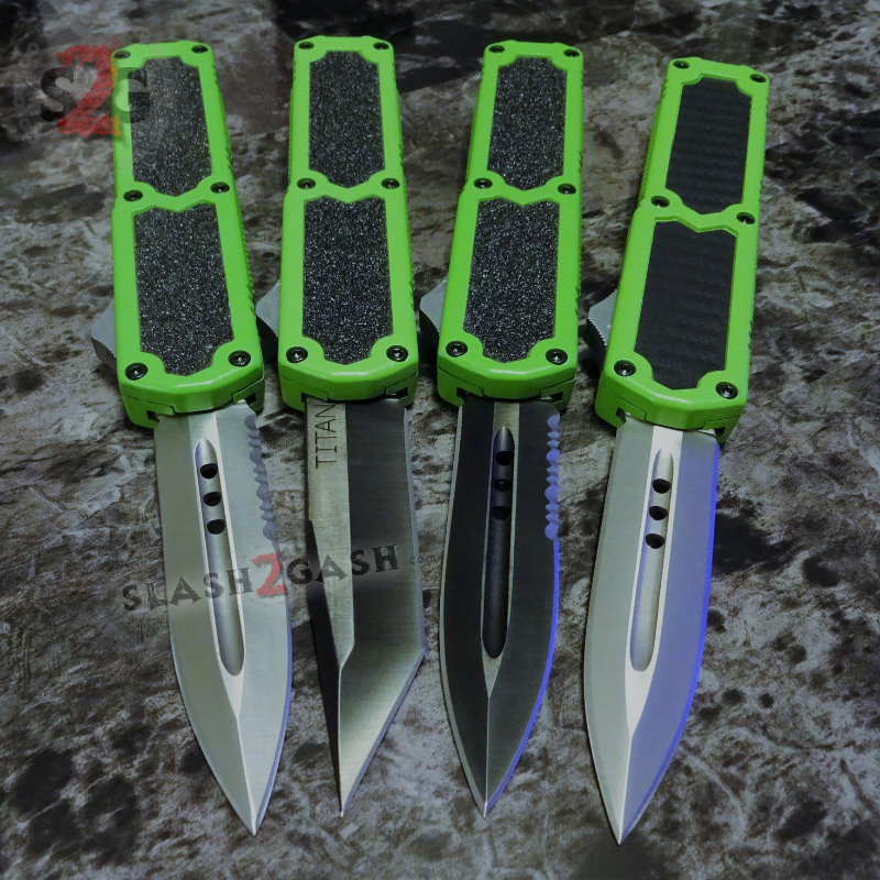 Titan OTF Knife D/A Green Automatic Switchblade TAIWAN - upgraded Knife-OTF - Tophatter Daily Deals