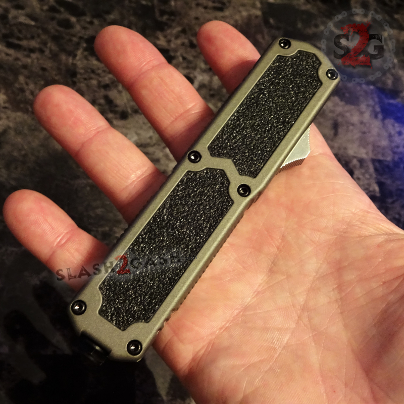 Titan OTF Automatic Knife Dual Action Grey Tactical Dagger Serrated Knife-OTF - Tophatter Daily Deals