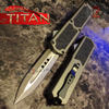 Titan OTF Automatic Knife Grey Dual Action - Dagger Serrated Silver Blade - Plain Edge Knife-OTF - Tophatter Daily Deals