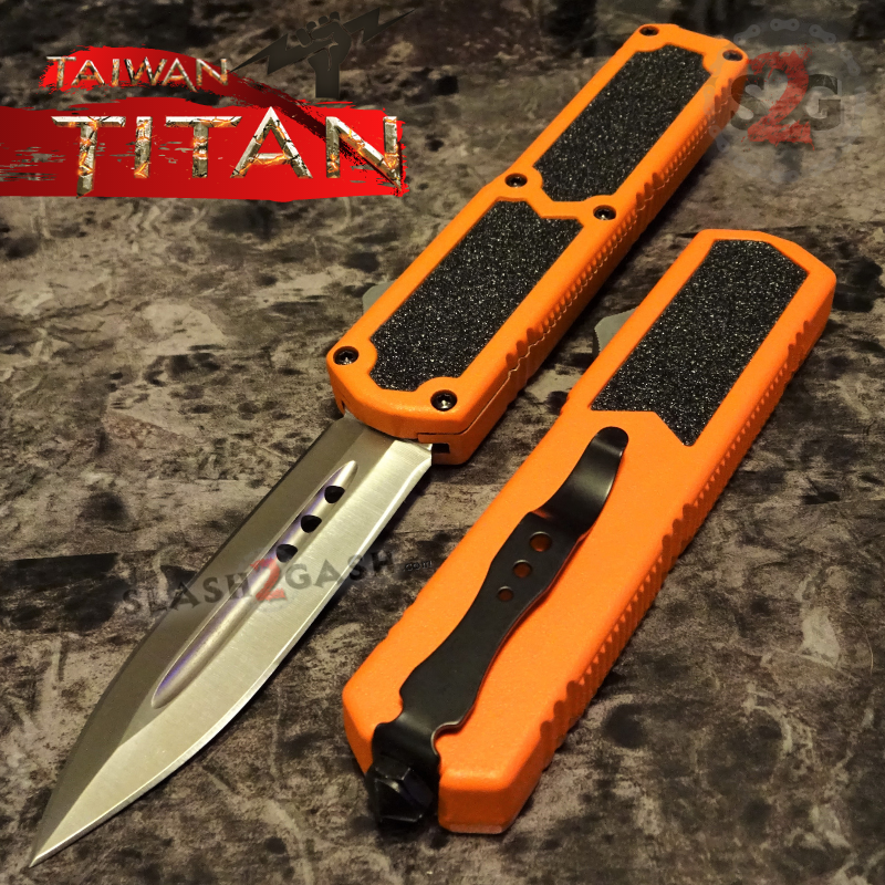 Titan OTF Knife D/A Orange Automatic Switchblade TAIWAN - upgraded Knife-OTF - Tophatter Daily Deals