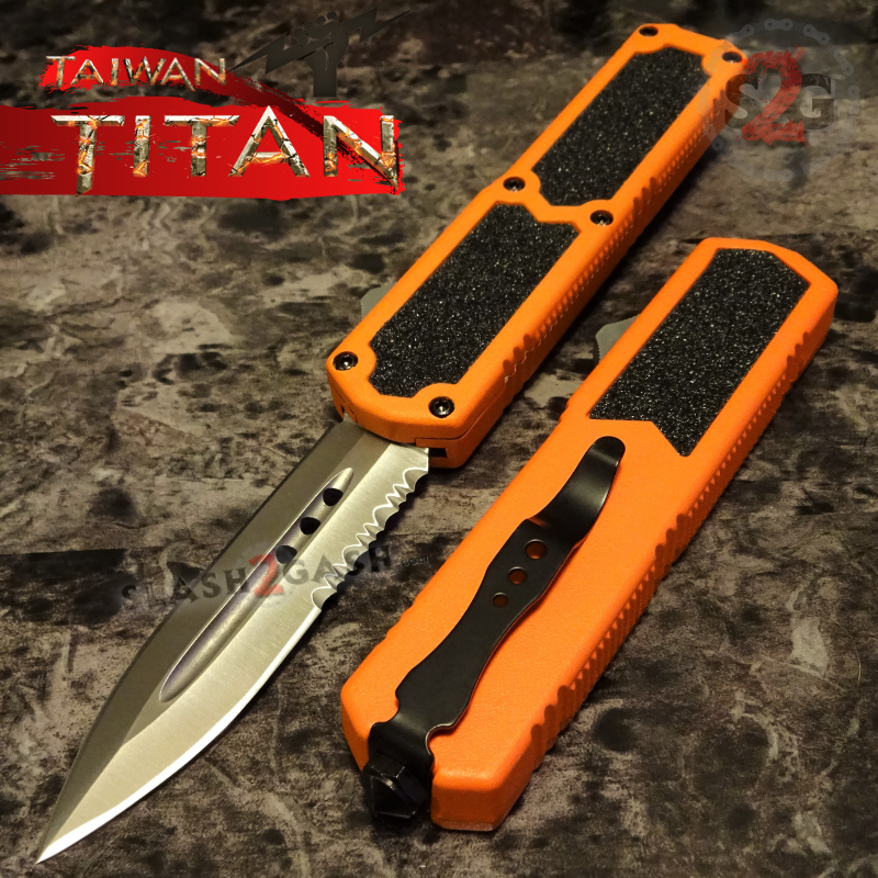 Titan OTF Knife D/A Orange Automatic Switchblade TAIWAN - upgraded Knife-OTF - Tophatter Daily Deals