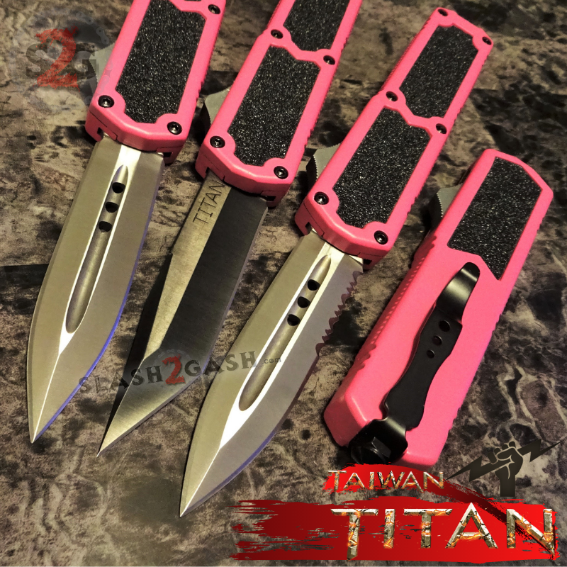 Titan OTF Knife D/A Pink Automatic Switchblade TAIWAN - upgraded Knife-OTF - Tophatter Daily Deals
