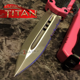 Titan OTF Knife D/A Pink Automatic Switchblade TAIWAN - upgraded Double Serrated (combo edge) - Satin Knife-OTF - Tophatter Daily Deals
