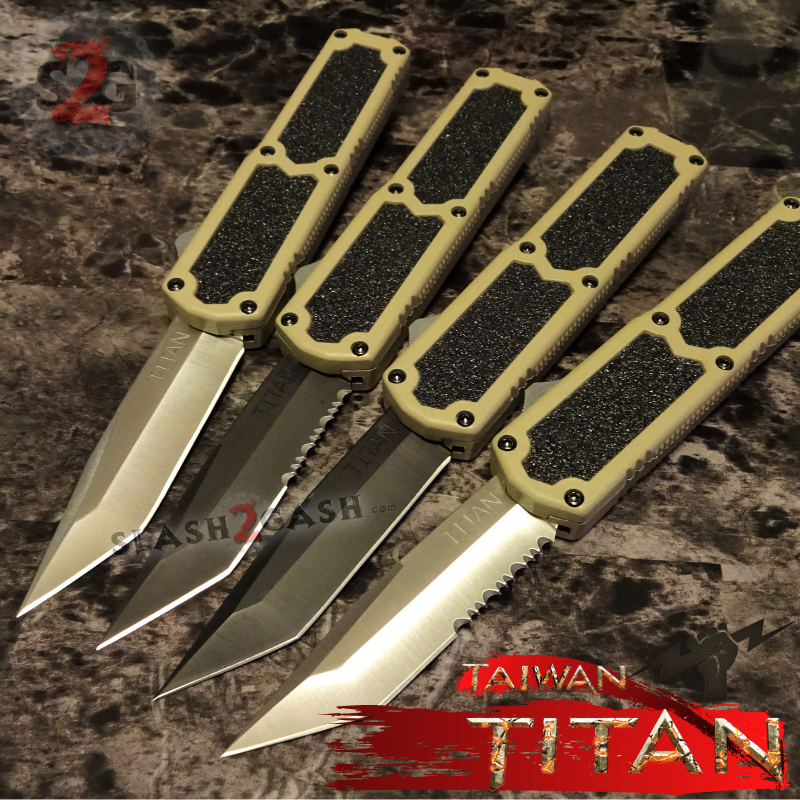 Titan OTF Knife D/A Tan Automatic Switchblade Sand TAIWAN - upgraded Knife-OTF - Tophatter Daily Deals