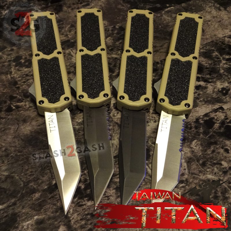 Titan OTF Knife D/A Tan Automatic Switchblade Sand TAIWAN - upgraded Knife-OTF - Tophatter Daily Deals