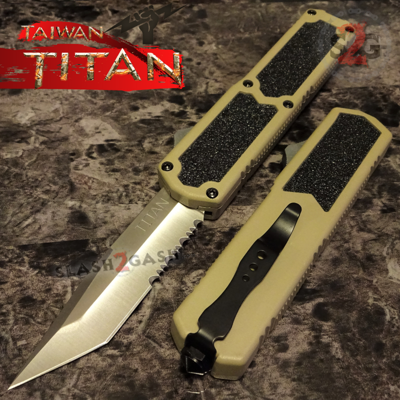 Titan OTF Knife D/A Tan Automatic Switchblade Sand TAIWAN - upgraded Knife-OTF - Tophatter Daily Deals