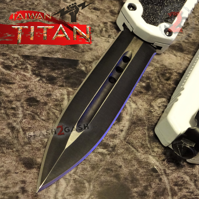 Titan OTF Knife D/A White Automatic Switchblade TAIWAN - upgraded Knife-OTF - Tophatter Daily Deals