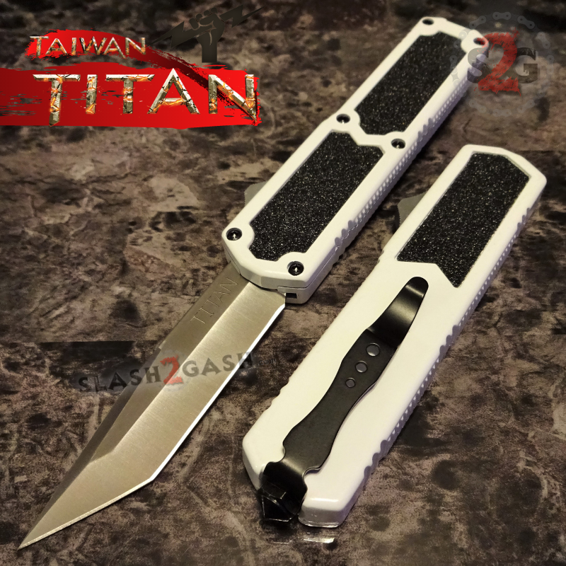 Titan OTF Knife D/A White Automatic Switchblade TAIWAN - upgraded Knife-OTF - Tophatter Daily Deals