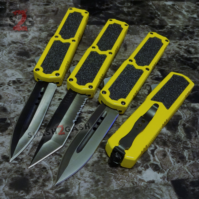 Titan OTF Knife D/A Yellow Automatic Switchblade TAIWAN - upgraded Knife-OTF - Tophatter Daily Deals
