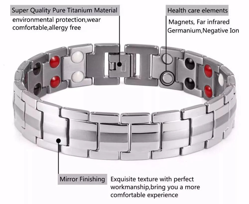 Magnetic Bracelet - Titanium Double Row Bio 4in1 Magnetic Bracelet | Arthritis Pain Relief Health & Beauty - Tophatter Daily Deals