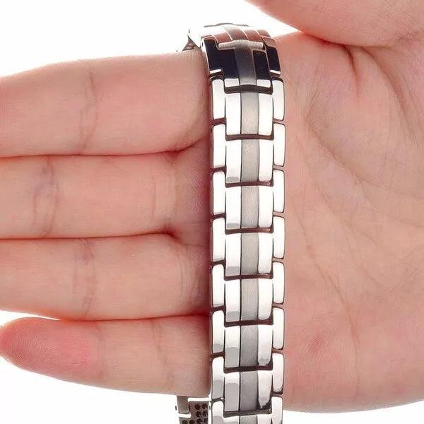 Magnetic Bracelet - Titanium Double Row Bio 4in1 Magnetic Bracelet | Arthritis Pain Relief Health & Beauty - Tophatter Daily Deals