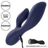 Chic Blossom Navy Blue Flexible Silicone Dual Motor Vibrator with Gold Accents, 10 Speeds, Waterproof and Rechargeable > Vibrators > Ladies > Rabbit - Tophatter Daily Deals