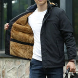 Waterproof Mens Jacket - Hip-Length Fleece-Lined Commute Black - Tophatter Daily Deals